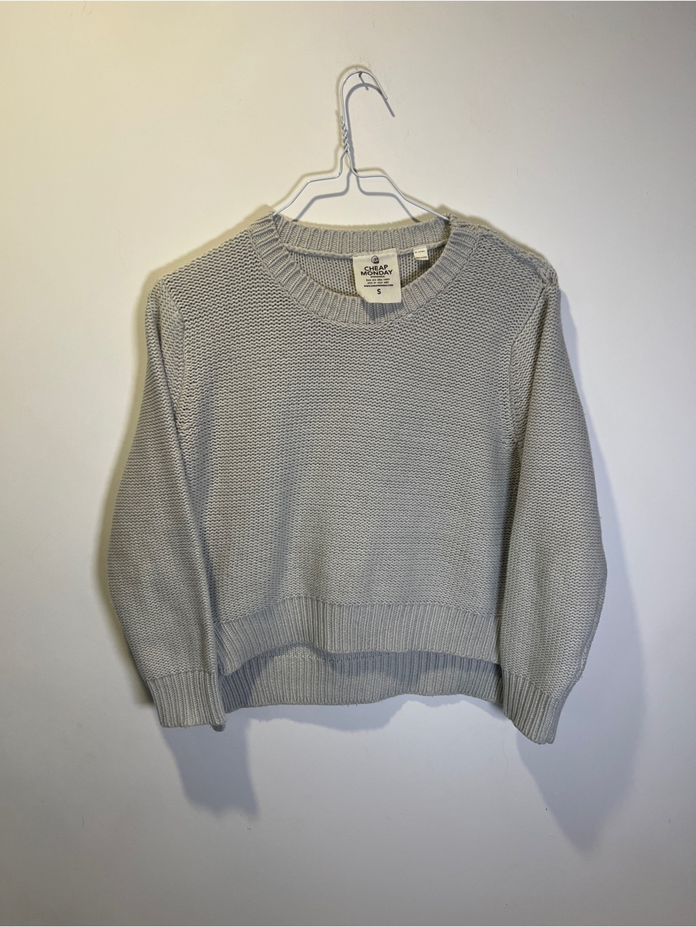 Cheap Monday Women's Light Gray Crewneck Knit Sweater size S